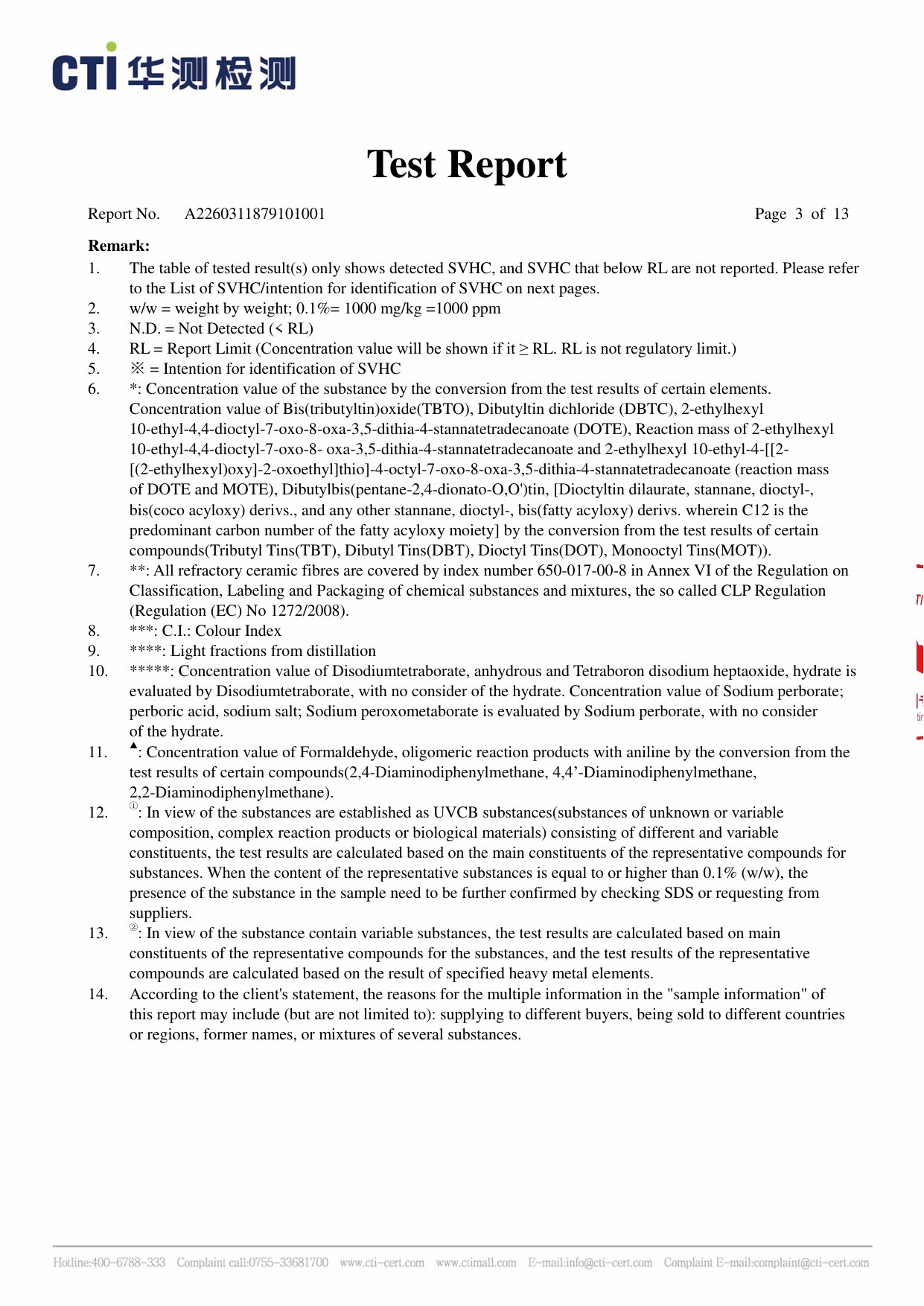 REACH Report 2026 (SVHC) report page 3 of 13