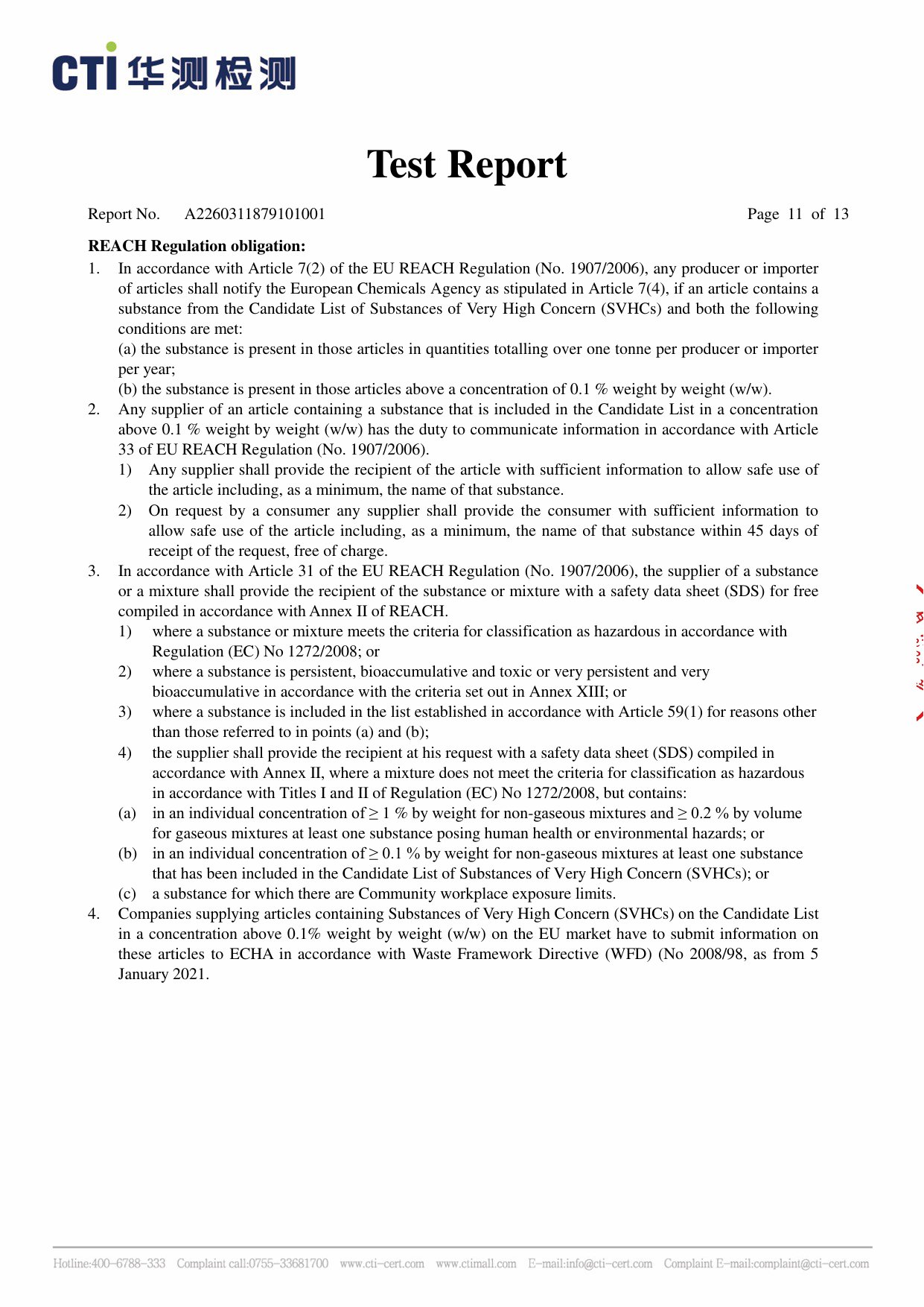 REACH Report 2026 (SVHC) report page 11 of 13