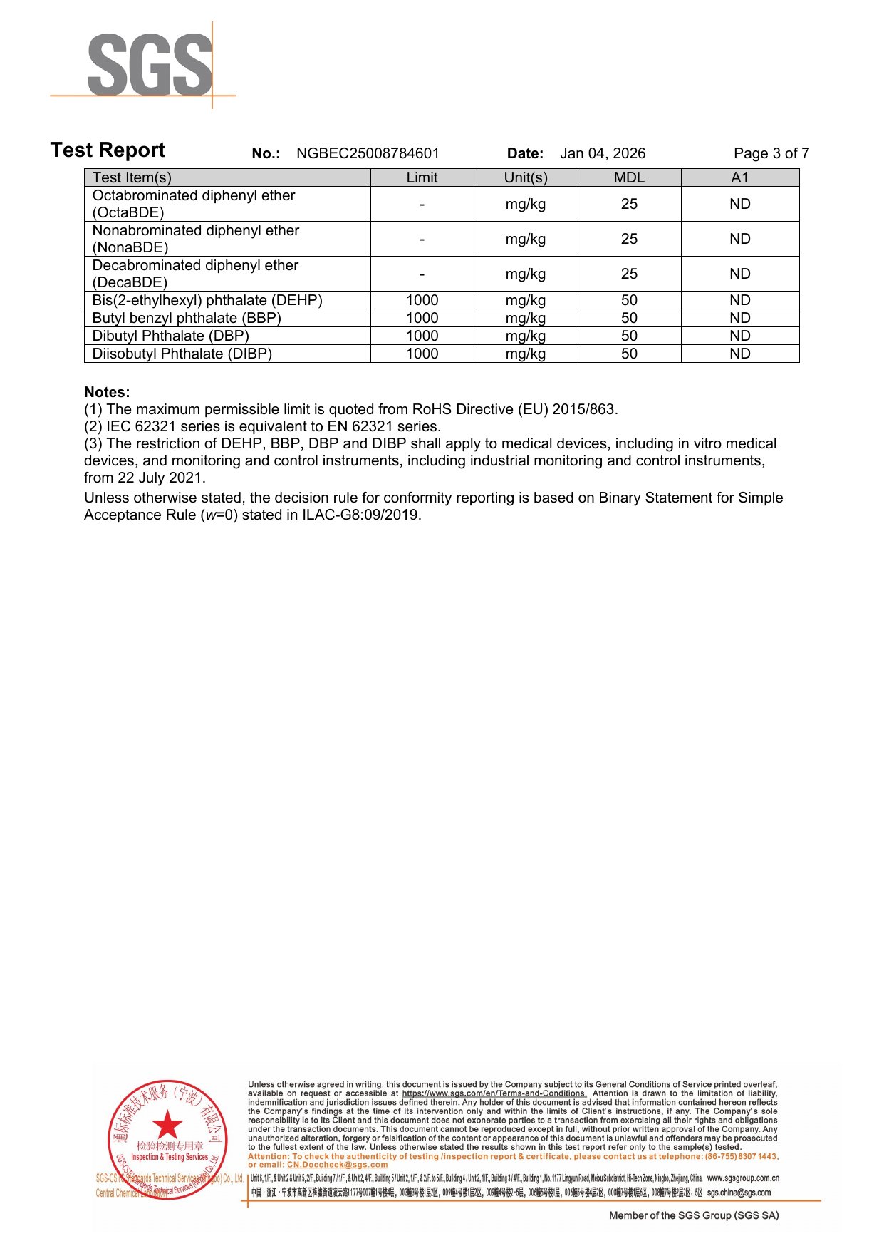 2026 SGS Report (RoHS) report page 3 of 7